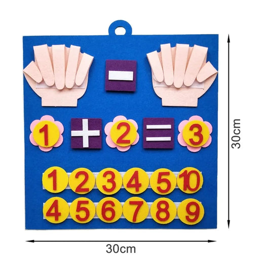 Juguetes de matemáticas con números de dedos para niños, concepto Montessori, fieltro educativo, bricolaje, material educativo creativo para la primera infancia.