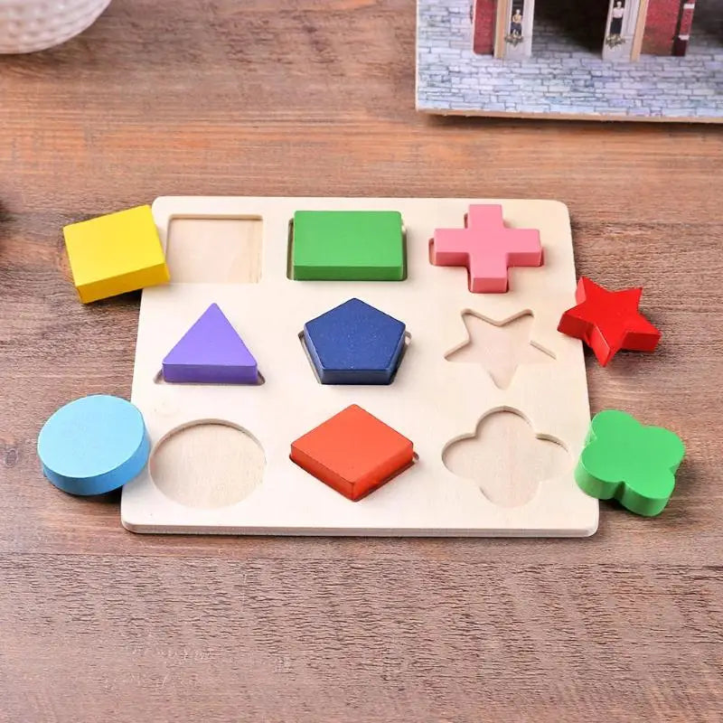 Rompecabezas Montessori de formas geométricas de madera para clasificar bloques matemáticos, juego educativo de aprendizaje preescolar, juguetes para bebés y niños pequeños.