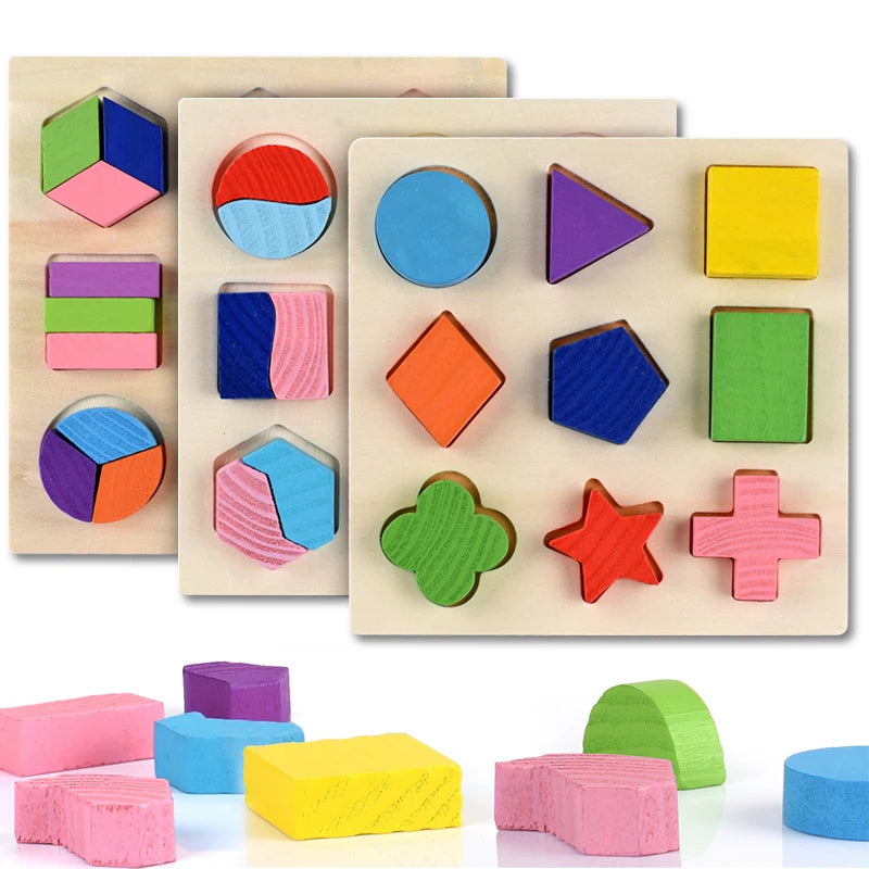 Rompecabezas Montessori de formas geométricas de madera para clasificar bloques matemáticos, juego educativo de aprendizaje preescolar, juguetes para bebés y niños pequeños.