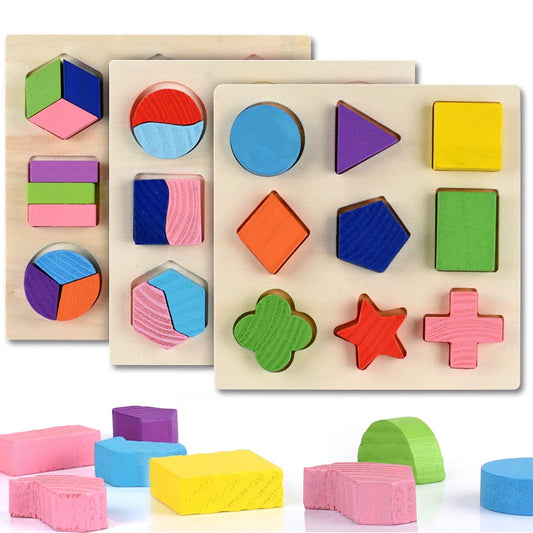 Rompecabezas Montessori de formas geométricas de madera para clasificar bloques matemáticos, juego educativo de aprendizaje preescolar, juguetes para bebés y niños pequeños.