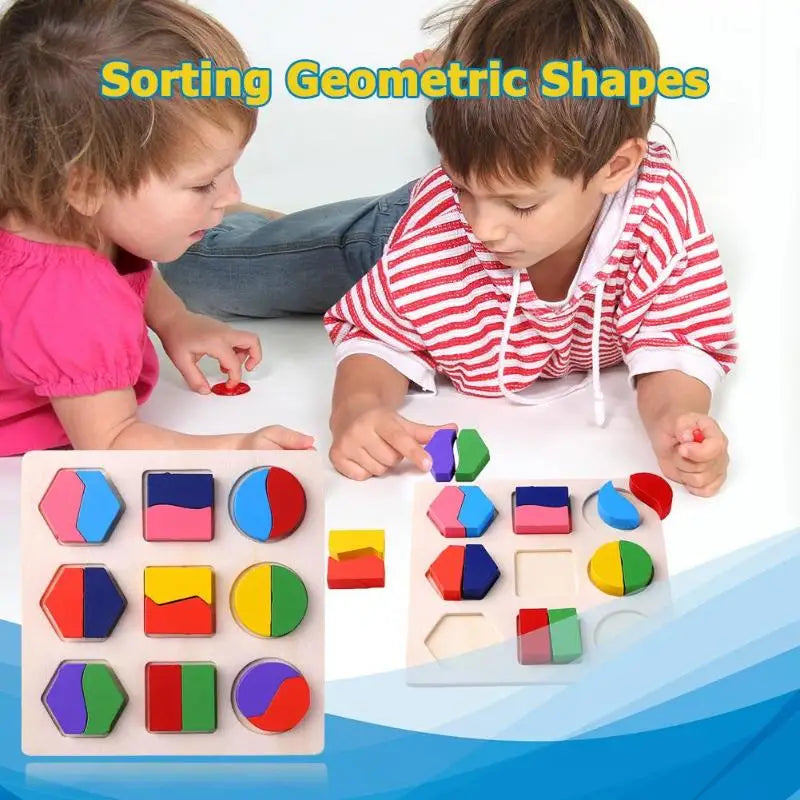 Rompecabezas Montessori de formas geométricas de madera para clasificar bloques matemáticos, juego educativo de aprendizaje preescolar, juguetes para bebés y niños pequeños.