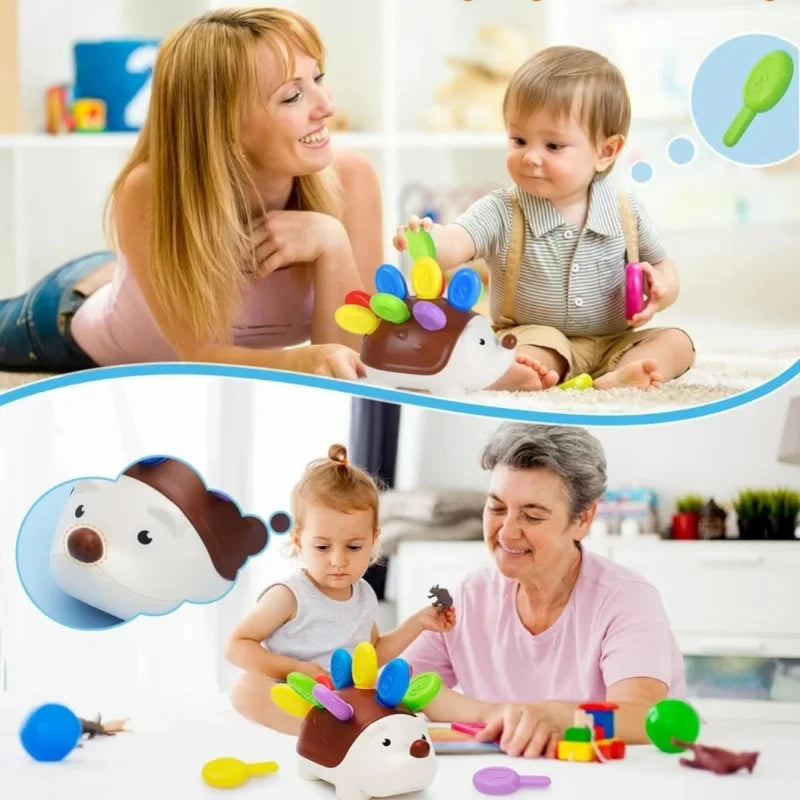 Juguetes sensoriales de erizo para niños pequeños. Juguetes Montessori para el desarrollo de la motricidad fina. Juguetes educativos sensoriales de viaje para bebés y niños en edad preescolar (1, 2, 3 y 4 años).