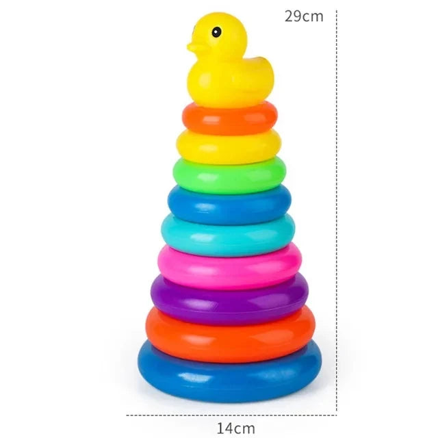 Torre giratoria arcoíris Montessori, juguete apilable para bebés, desarrolla la motricidad fina. Ideal para niños. Regalo perfecto.