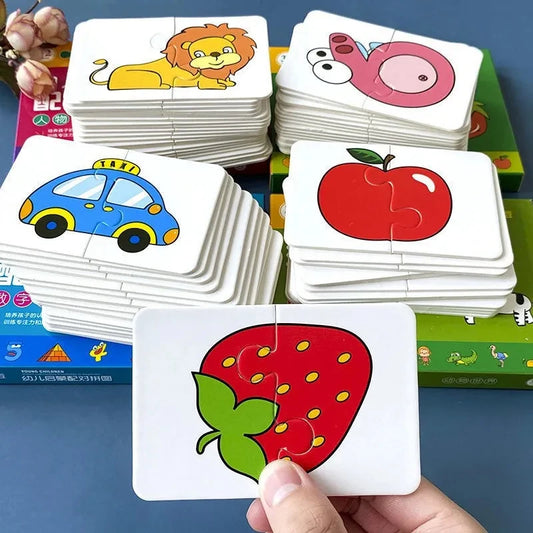 Rompecabezas de animales para niños y niñas de 1 a 3 años. Juego de memoria con tarjetas para aprender sobre animales. Juguete educativo.