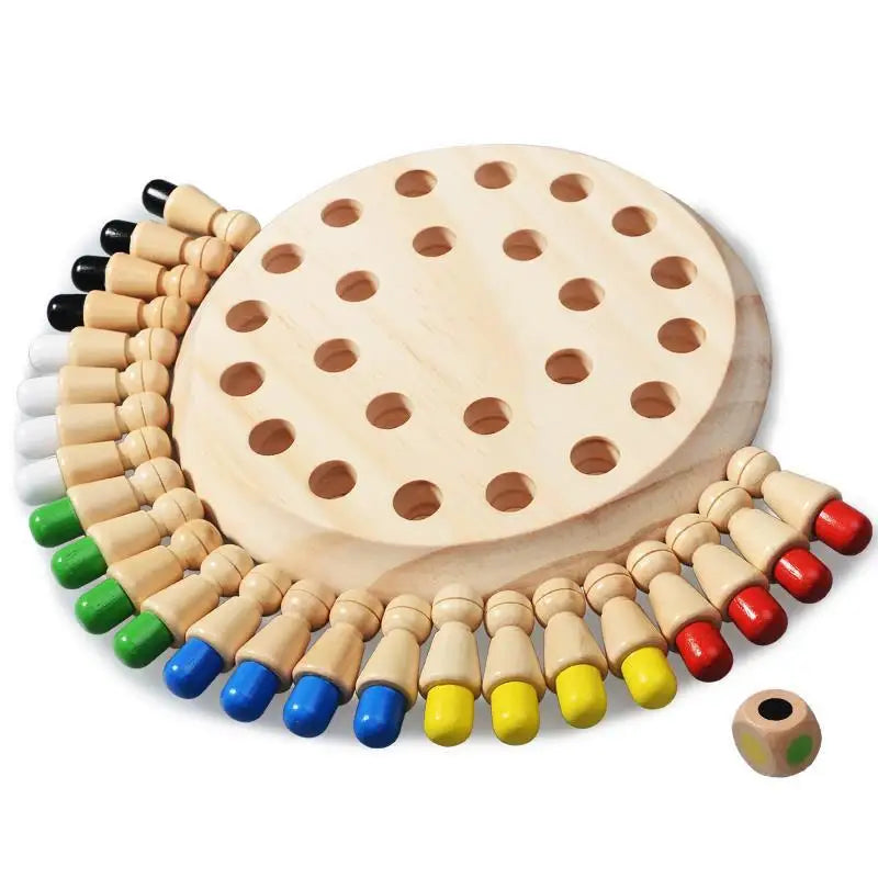 Rompecabezas de madera Montessori para niños, juguetes educativos de aprendizaje, color, sensorial, memoria, juego de ajedrez para fiestas
