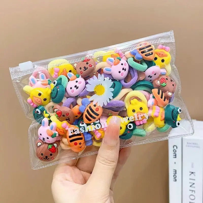 Set de 10/20 unidades de adorables gomas elásticas para el pelo con dibujos animados. No dañan el cabello. Pequeñas gomas para el pelo, ideales para niñas. Accesorios para el cabello.