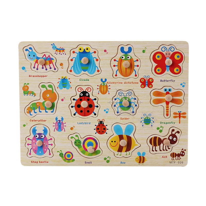 Rompecabezas de madera Montessori para bebés de 1, 2 y 3 años, juguetes para niños pequeños, tablero de agarre manual, alfabeto, números, cognición, aprendizaje, juguetes educativos