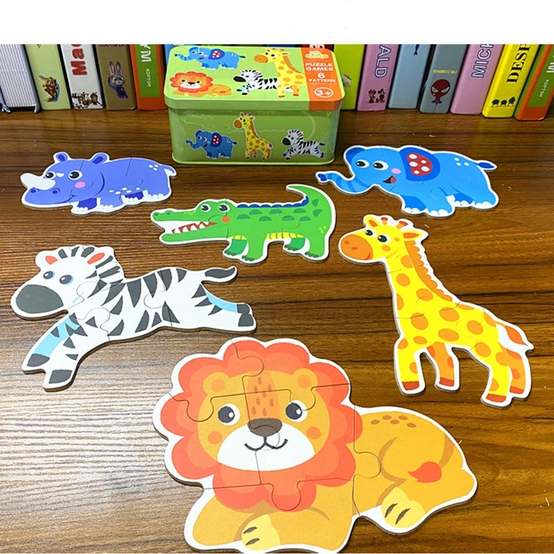 Rompecabezas de animales para niños y niñas de 1 a 3 años. Juego de memoria con tarjetas para aprender sobre animales. Juguete educativo.