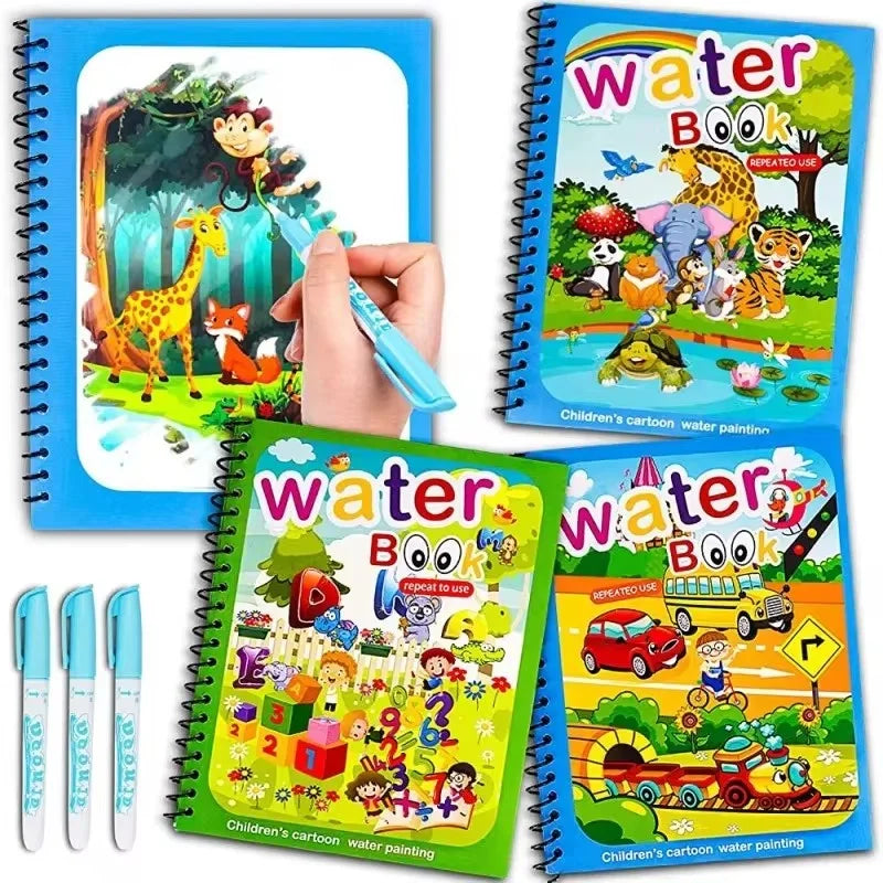 Libros para colorear y dibujar para niños, libro mágico de agua con bolígrafo, juguetes educativos para niños de 2 a 4 años, juguetes Montessori para bebés.