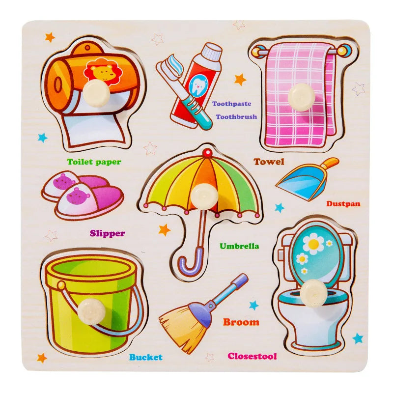 Rompecabezas de madera Montessori para bebés de 1, 2 y 3 años, juguetes para niños pequeños, tablero de agarre manual, alfabeto, números, cognición, aprendizaje, juguetes educativos