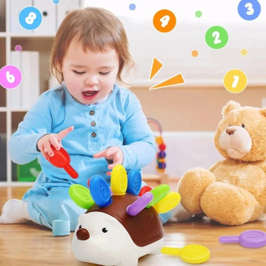 Juguetes sensoriales de erizo para niños pequeños. Juguetes Montessori para el desarrollo de la motricidad fina. Juguetes educativos sensoriales de viaje para bebés y niños en edad preescolar (1, 2, 3 y 4 años).
