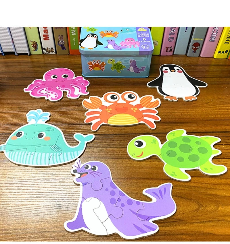 Rompecabezas de animales para niños y niñas de 1 a 3 años. Juego de memoria con tarjetas para aprender sobre animales. Juguete educativo.