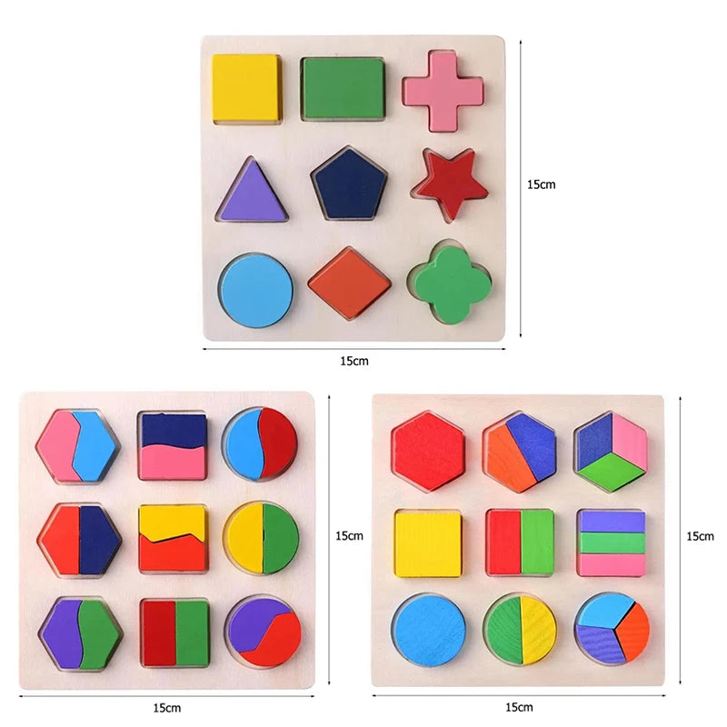 Rompecabezas Montessori de formas geométricas de madera para clasificar bloques matemáticos, juego educativo de aprendizaje preescolar, juguetes para bebés y niños pequeños.