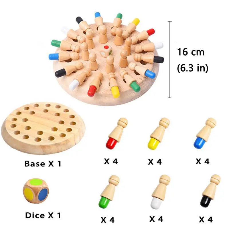 Rompecabezas de madera Montessori para niños, juguetes educativos de aprendizaje, color, sensorial, memoria, juego de ajedrez para fiestas