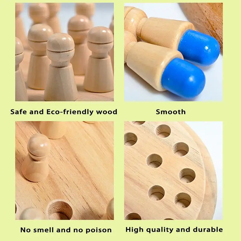 Rompecabezas de madera Montessori para niños, juguetes educativos de aprendizaje, color, sensorial, memoria, juego de ajedrez para fiestas