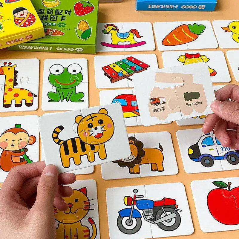 Rompecabezas de animales para niños y niñas de 1 a 3 años. Juego de memoria con tarjetas para aprender sobre animales. Juguete educativo.