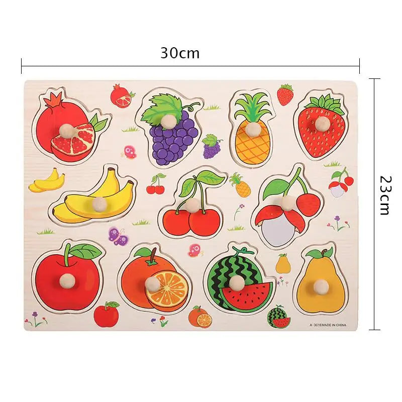 Juguetes Montessori para bebés, rompecabezas de madera con clavijas, tableros de agarre, juguetes Tangram, rompecabezas de animales de dibujos animados, frutas, rompecabezas 3D, juguetes educativos.
